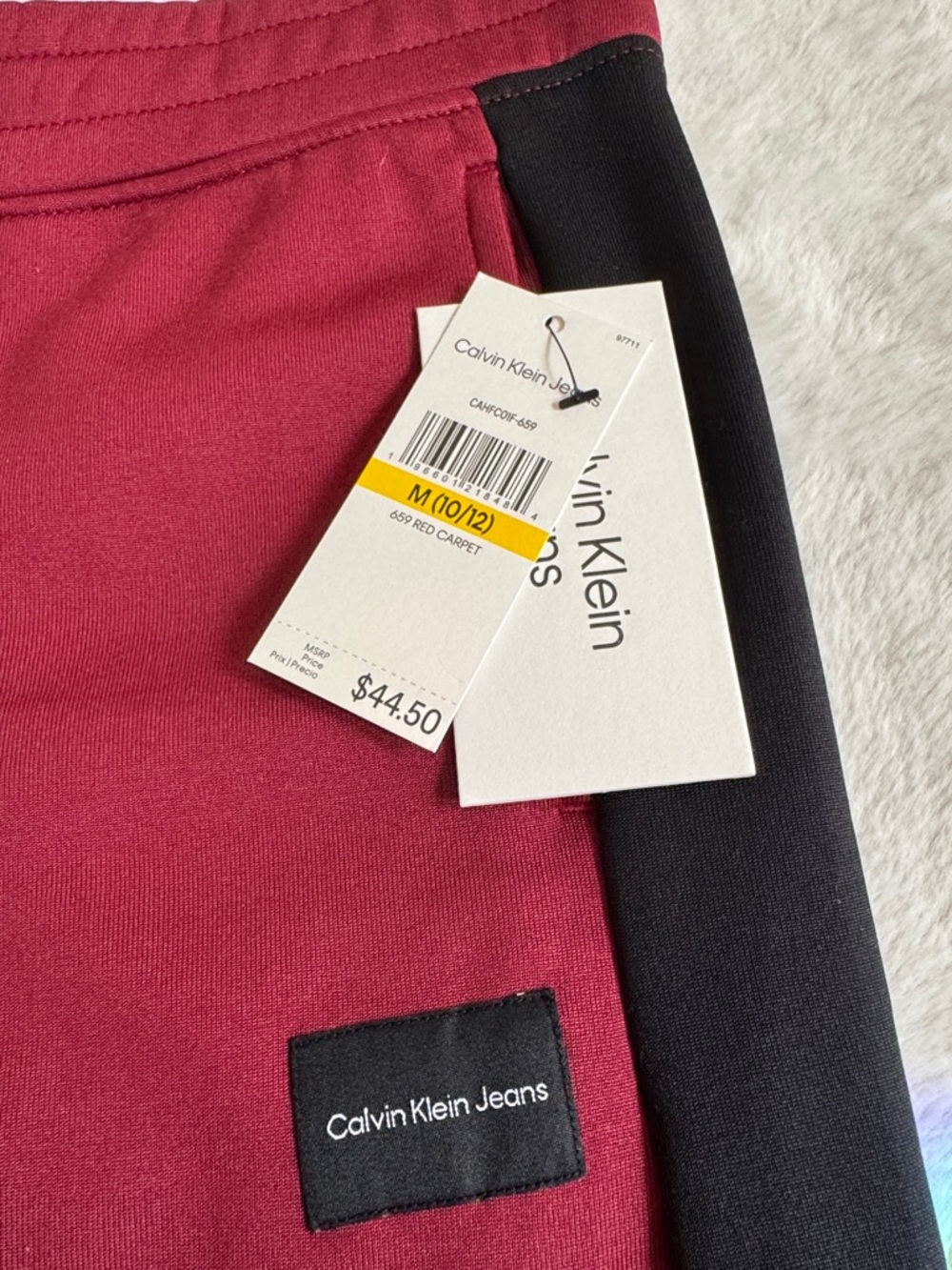 Calvin Klein Kids Maroon Joggers with Black Side Panels - Picture 3 of 6